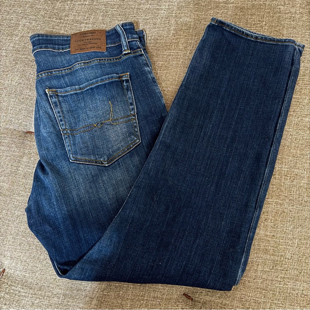 Lucky Brand Men’s Straight Leg Jeans 38x32 Dark Wash | Classic Denim - Picture 9 of 12
